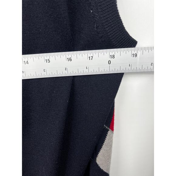 Brooks Brother Merino Wool Black Red Argyle Sleeveless Sweater Vest Size Large - Picture 6 of 7